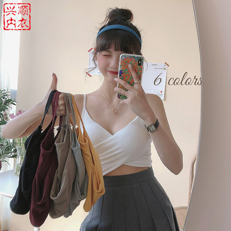 夏季新款零柚小心機吊帶美背背心無痕百搭外穿內塔性感帶胸墊裹胸