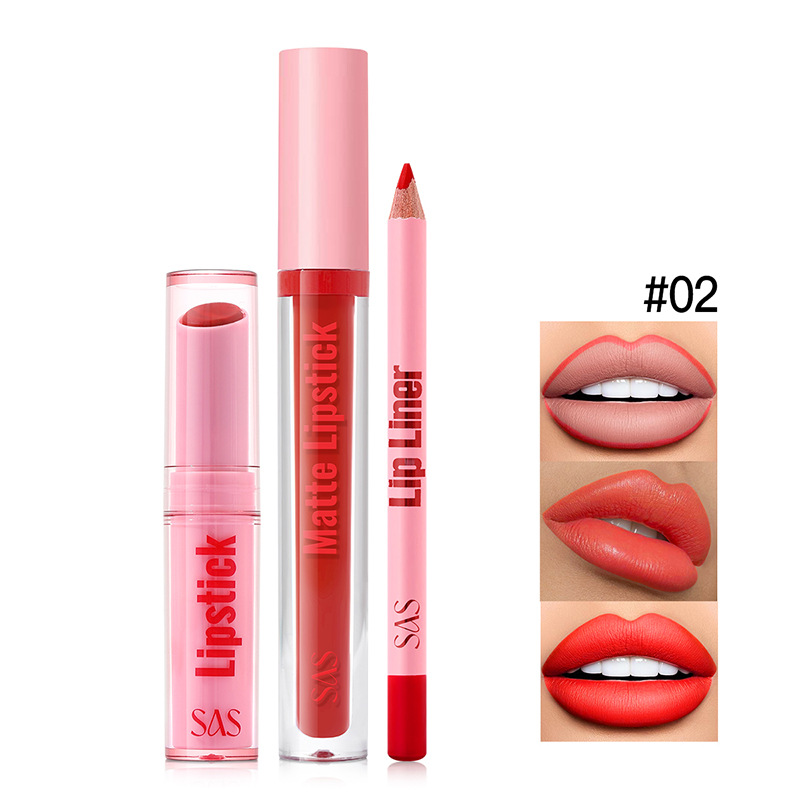 USHAS European and American Cross-border spot lápiz labial esmalte de labios delineador de labios juego Navidad impermeable antiadherente taza SAC065A