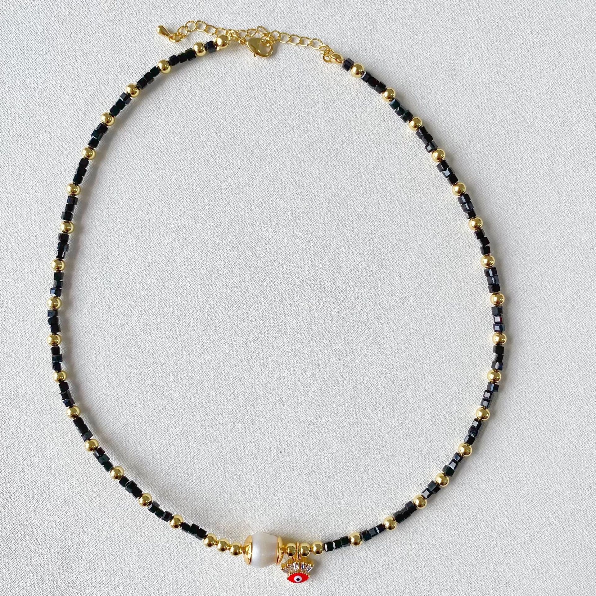 Solid Color Pattern Women'S Gender 1 Piece Simple Style Solid Color Mixed Materials Beaded Women's Necklace