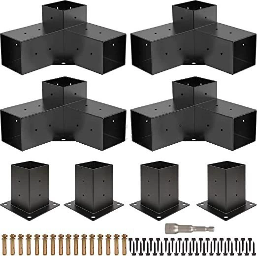 Прямые продажи с фабрики в Донгуане, кронштейн для перголы на открытом воздухе, 4 × 4, 6 × 6, угловой кронштейн, кронштейн для павильона, комбинация стали и дерева