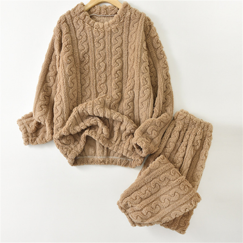 Pijamas Pantalones de niña Otoño e Invierno coral polar forrado de lana engrosada de los niños de hadas pantalones calientes brida traje de casa