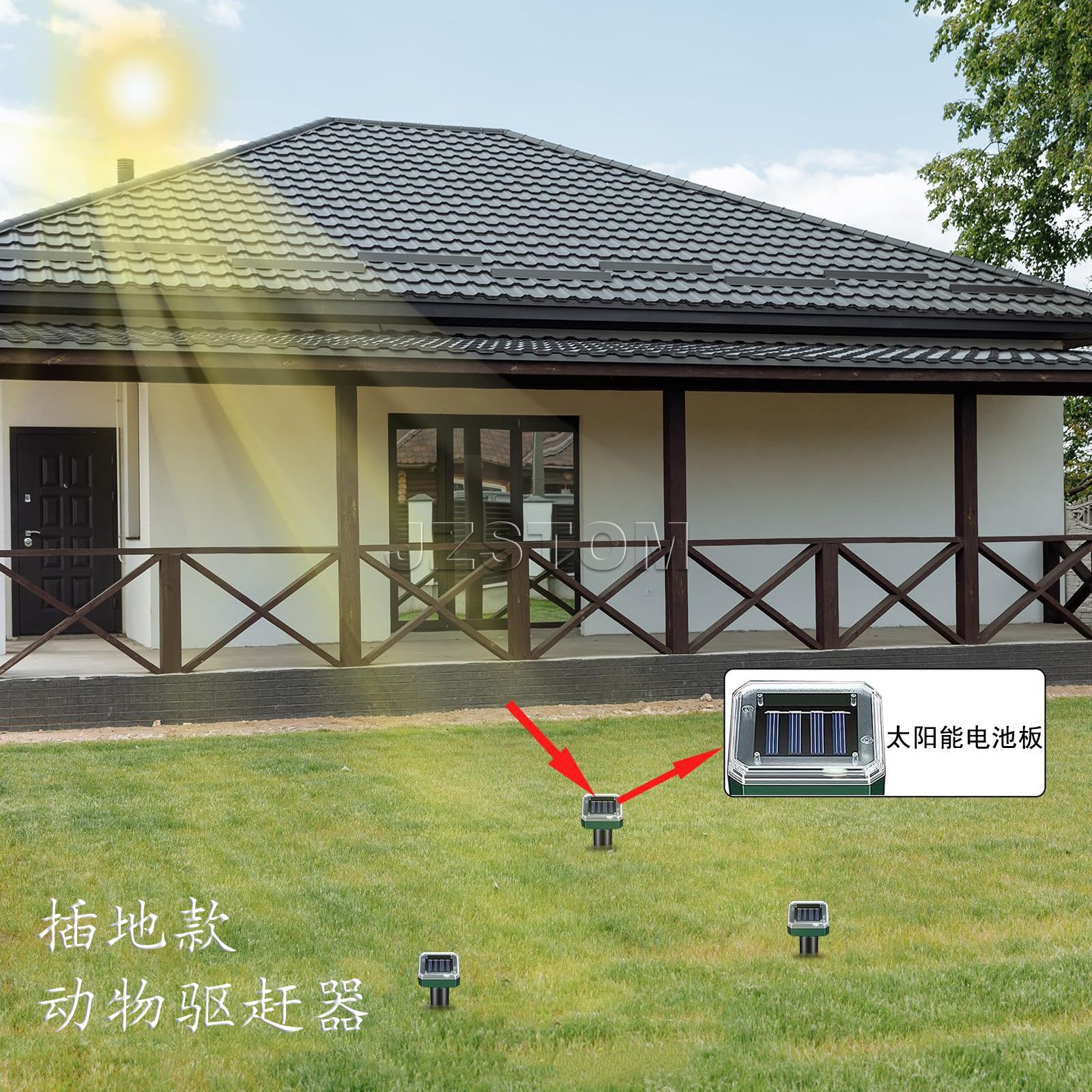 Repelente solar transfronterizo para ratones, repelente de serpientes electrónico ultrasónico, repelente de insectos de jardín de cría, repelente de aves, lámpara de césped de jardín