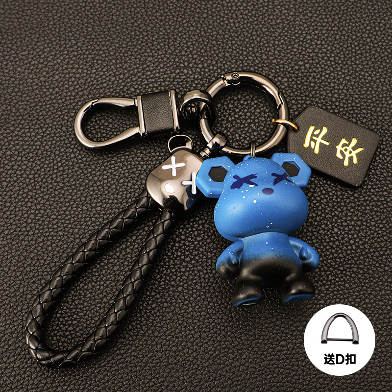 Cross-border Lightning Bear Car Llavero de silicona Colgante de oso violento Cuerda de mano Llavero de cuero de alta gama Fu
