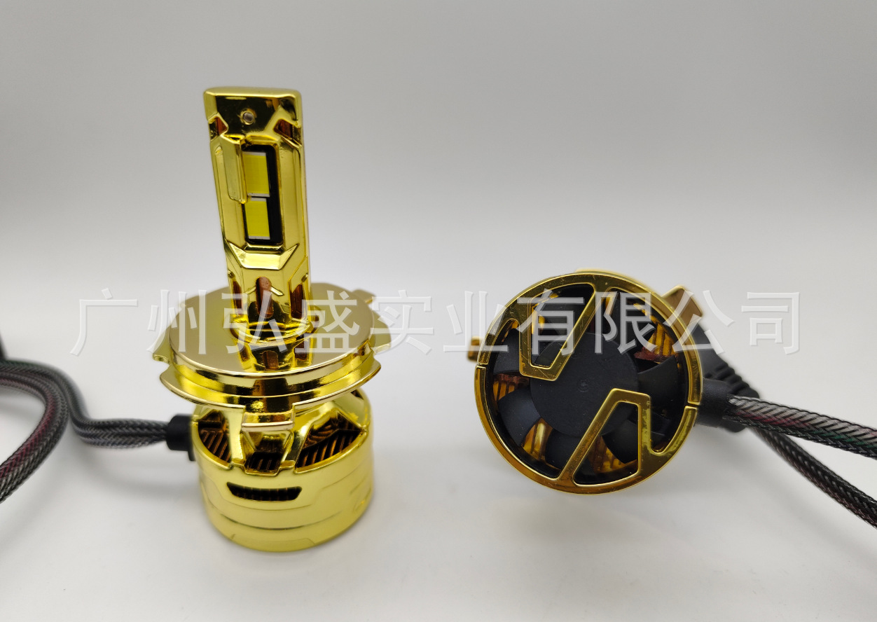 Tcyato Hot-Selling New Model Car and Truck Front Headlights White Light 300W Gun Color Gold 4 Copper Tubes H1H4H7