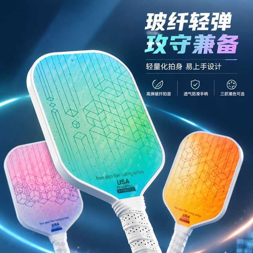 Manufacturer wholesale in-stock pickleball rackets made of fiberglass and carbon fiber, ultra-light training rackets for beginners, available in various colors for men and women