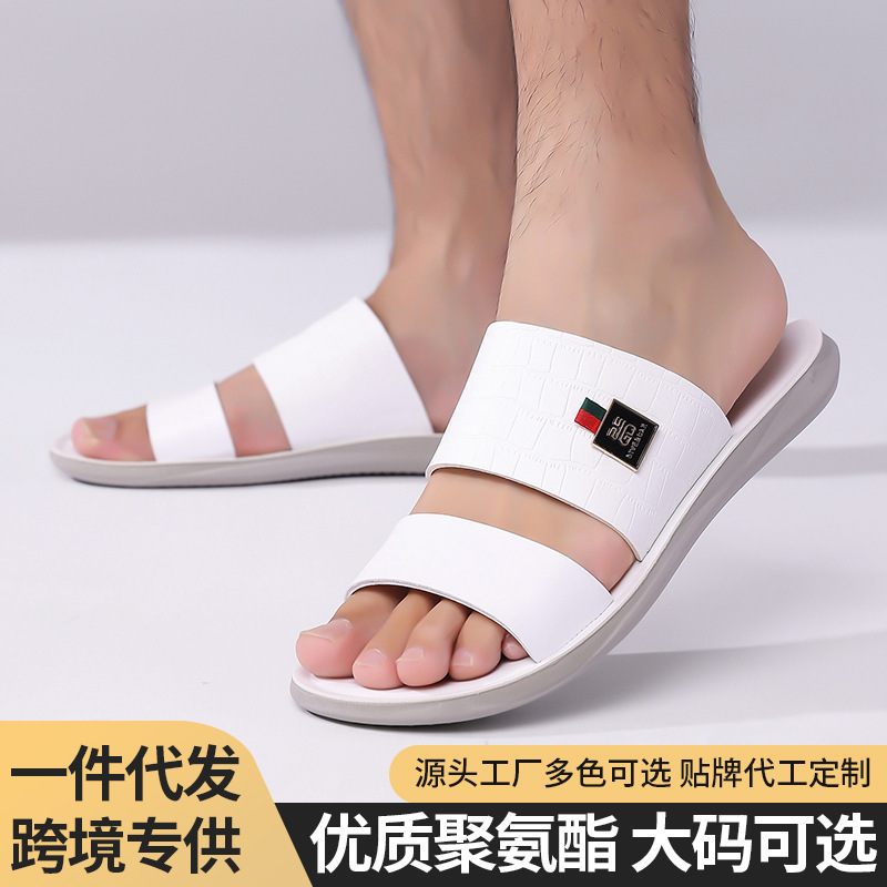 Large Size Men's Cross-Border Crocodile Pattern Double-Strap Sandals with Soft Soles, Non-Slip, Casual Outdoor Wear, Manufacturer's Ready Stock, One-Piece Dropshipping