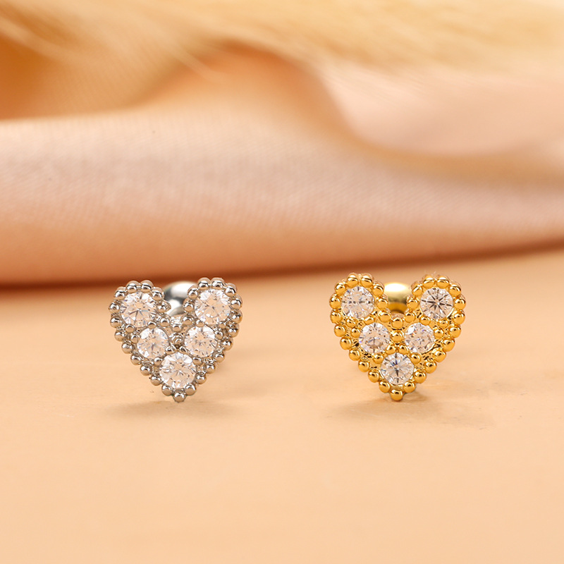 Fashion Star Moon Stainless Steel Plating Zircon Ear Studs 1 Piece display picture 10