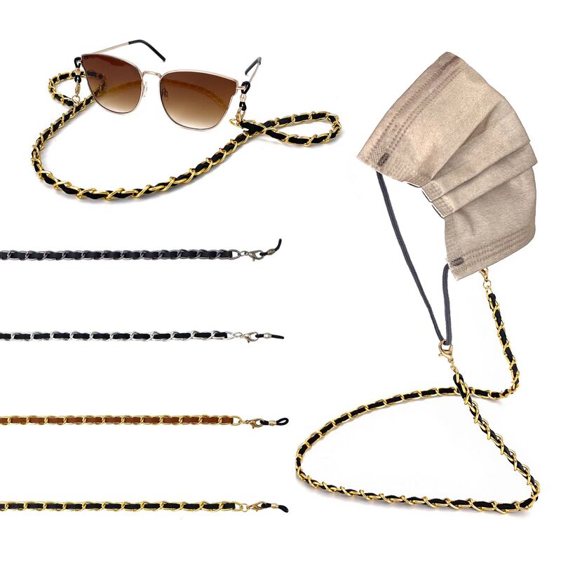 INS cross-border new Chanel style fashion mask glasses dual-use lanyard color protection gold and silver anti-lost headset mask chain INS cross-border new Chanel style fashion mask glasses dual-use lanyard color protection gold and silver anti-lost headset mask chain