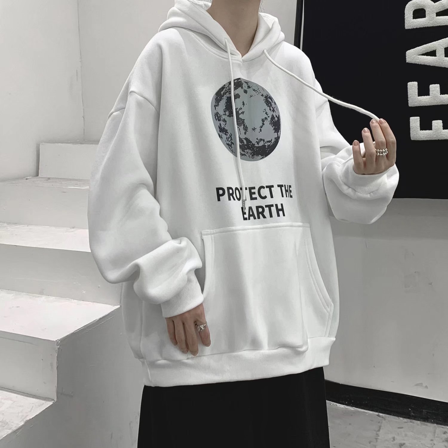 2025新款秋冬宽松加绒加厚连帽卫衣男生春秋青少年套头帽衫外套潮