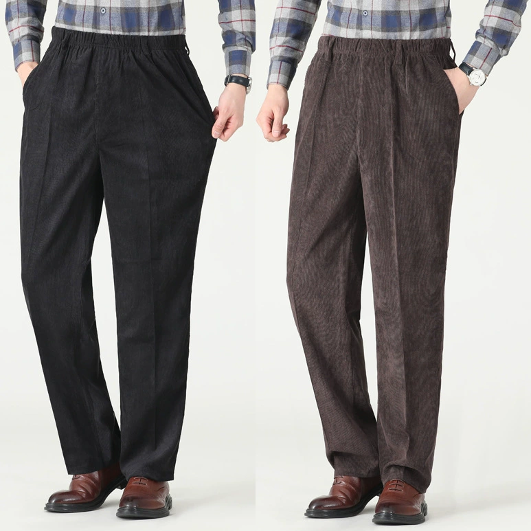 Оптовая Продажа с фабрики мужские весенние и осенние вельветовые брюки с высокой талией свободные прямые брюки для папы дышащие Ye