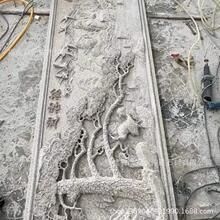 迎客松现代青石手工影雕透雕窗传统黄砂岩缕空浮雕花坛