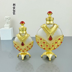 High-end Dubai perfume bottle, Middle Eastern Arab essential oil bottle, glass perfume splitter bottle, retro metal decorative piece for wholesale