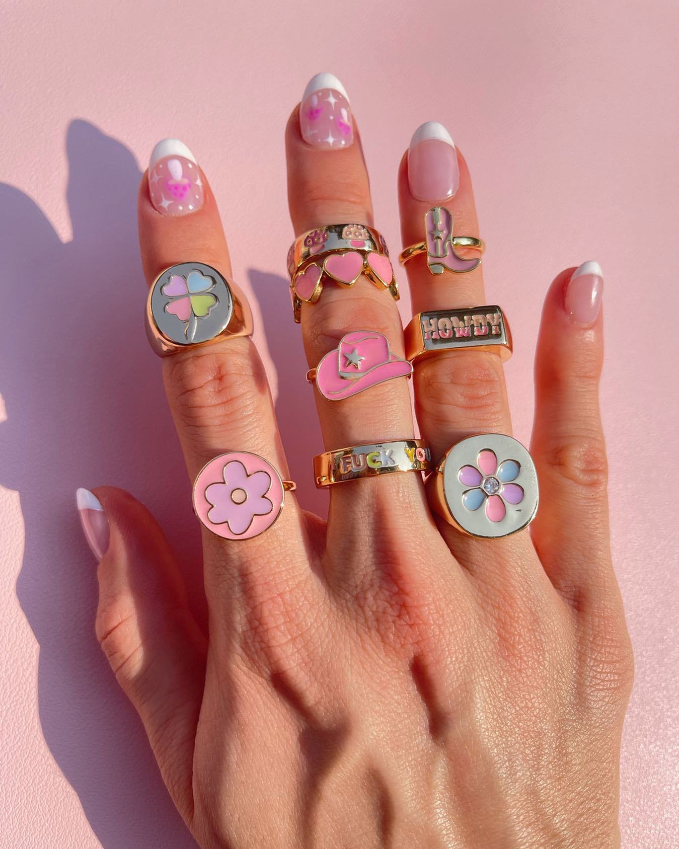 Fashion Cherry Heart Shape Flower Copper Inlay Zircon Open Ring 1 Piece