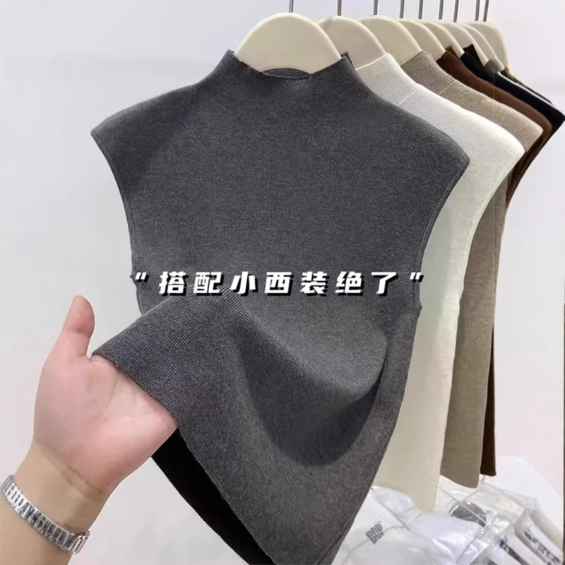 2026 Spring/Summer New Half-Turtleneck Knitted Vest for Women, Slim Fit Wool Base Layer Sleeveless Top Trend 2026 Spring/Summer New Half-Turtleneck Knitted Vest for Women, Slim Fit Wool Base Layer Sleeveless Top Trend