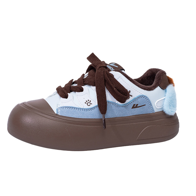 Retirada con calentamiento de lana, zapatos de invierno nuevos zapatos de mujer, zapatos de algodón bajos, zapatos de estilo de perro lindos, zapatos de estudiante