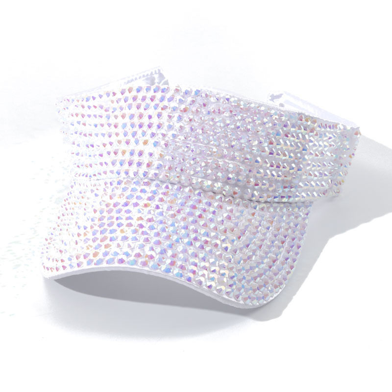 Sombrero de playa vacío europeo y americano con techo vacío de diamante brillante de punto de perforación de sombra sin techo de lengua de pato en el viento