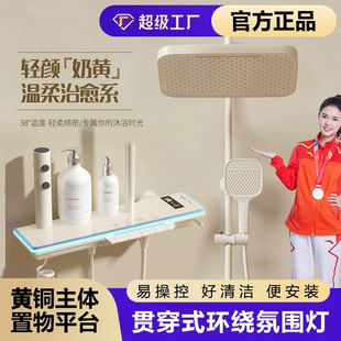 Cream Style Atmosphere Lamp Shower suit Piano White Constant Temperature Brass Shower Bathroom Household Shower Shower