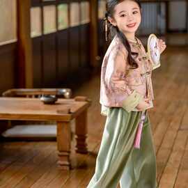 玉兰织金中国风对襟秋款女童汉元素新中式复古唐装2025新儿童兔毛