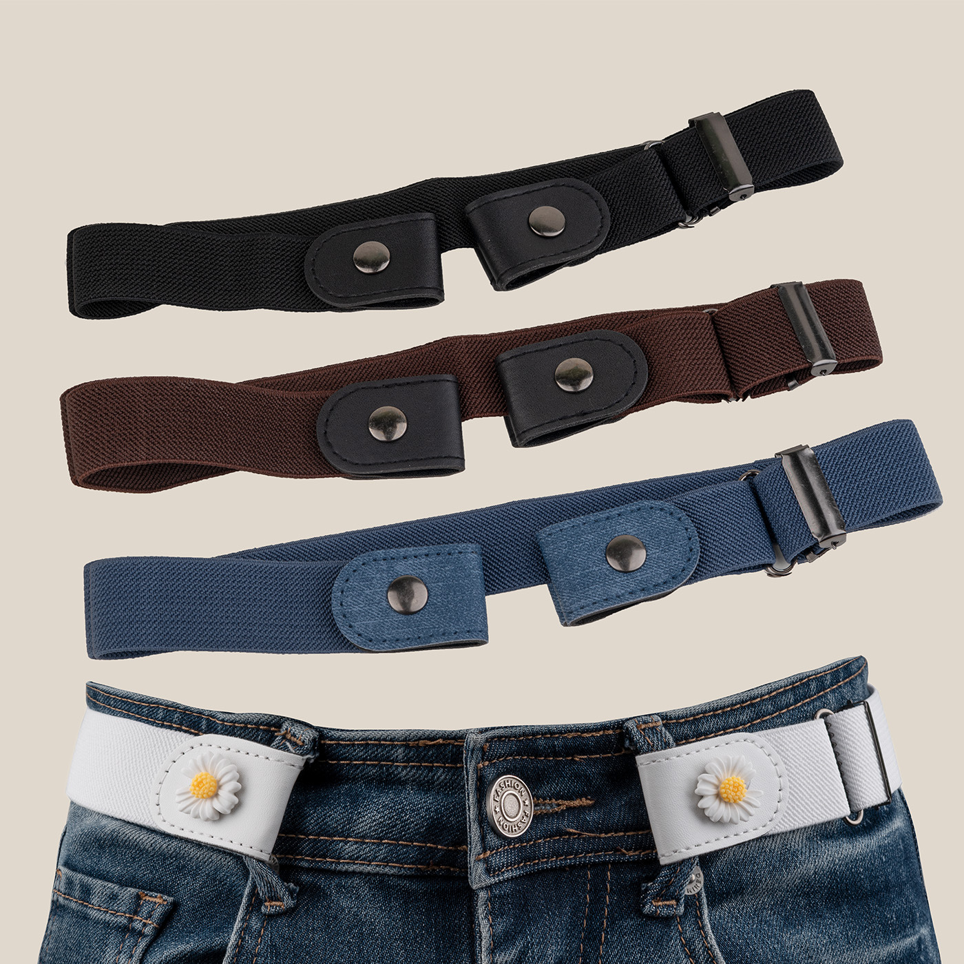 隐形弹性懒人腰带男女通用无痕松紧弹力带韩版潮流ins风装饰腰带