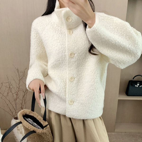 New Autumn and Winter Thickened Wool Cardigan Women's Lapel Loose Casual Versatile Knitwear Long-Sleeved Outer Knitwear Jacket