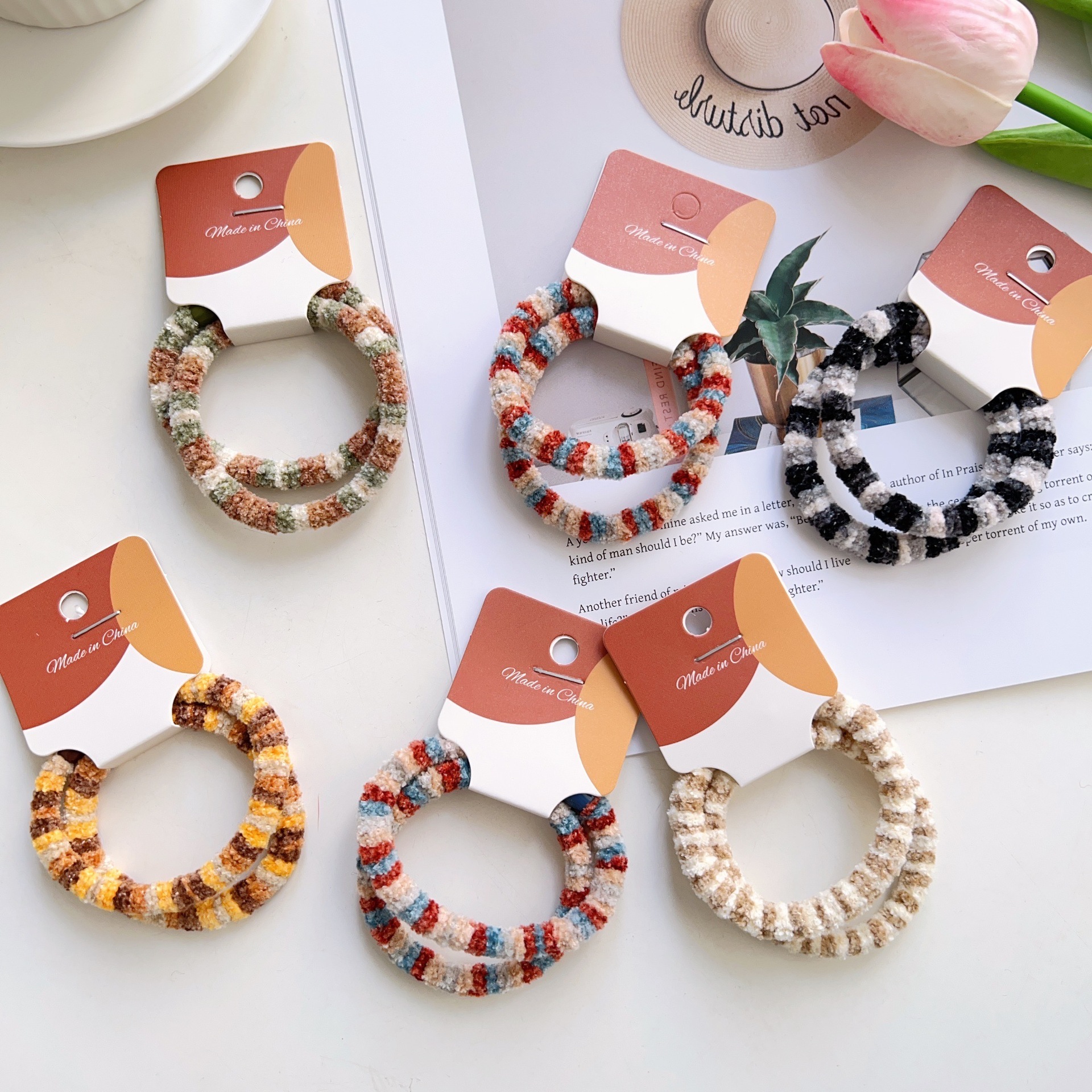 Autumn and Winter Candy Color High Elastic Plush Hair Tie Korean Style Personality Hairband Elastic Non-Damaging Hairband for Women