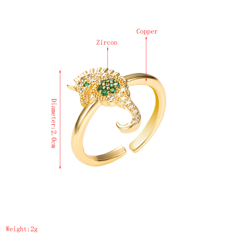 Fashion Copper Micro-inlaid Zircon Seahorse Star Shape Ring display picture 1