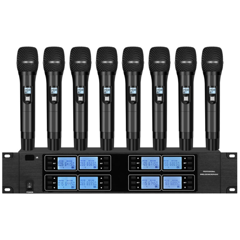 3CM红外对调频一拖八通道无线麦克风舞台演出UHF段短会议话筒收音