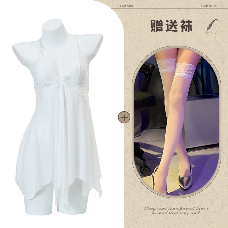 화이트 실크 스타킹