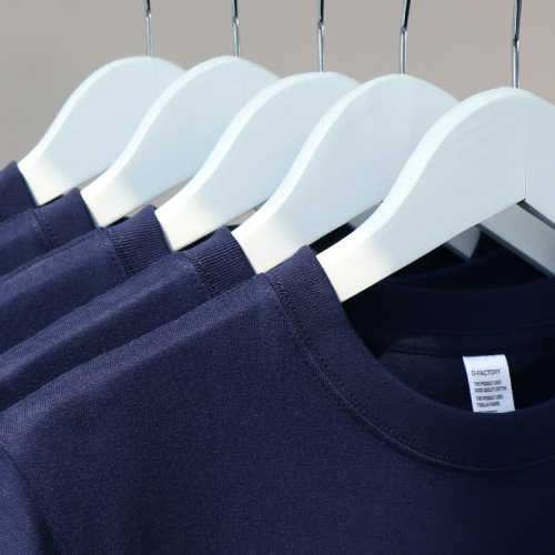 Summer American Blue Pure Cotton Short Sleeve T-Shirt Solid Color Loose Round Neck Casual Men Women Basic Half Sleeve T-Shirt Trendy