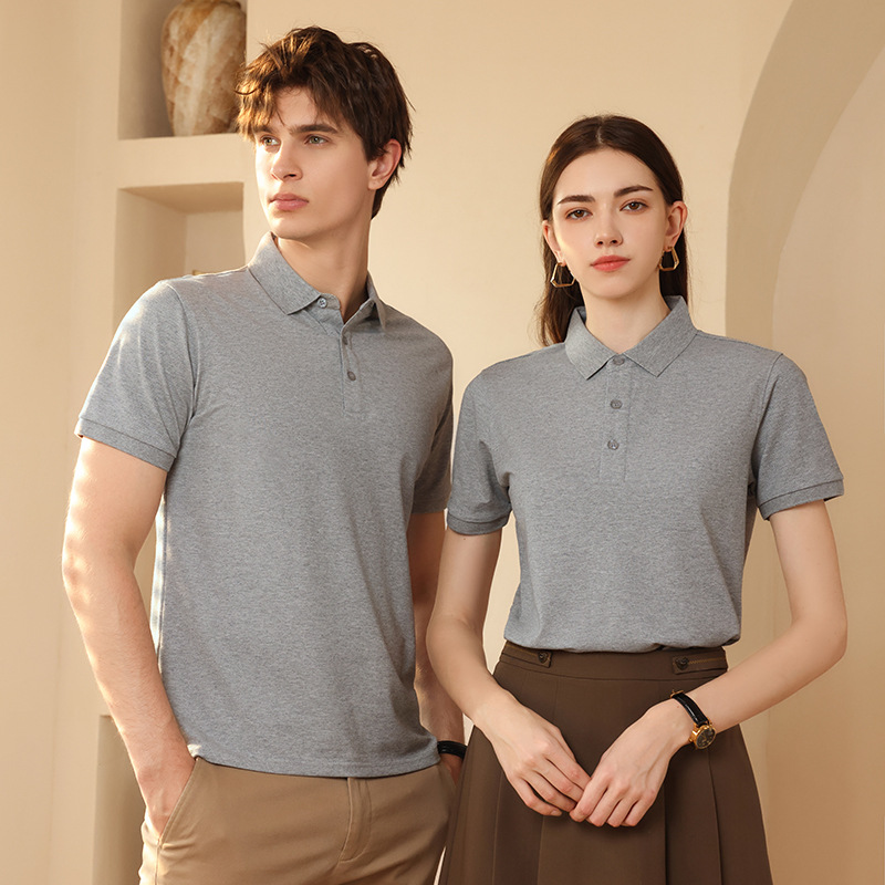 Nuevos productos de verano, seda de hielo pesada, sensación fresca, perlas elásticas, cuello secundario, camisa POLO de solapa de color sólido, camiseta de manga corta