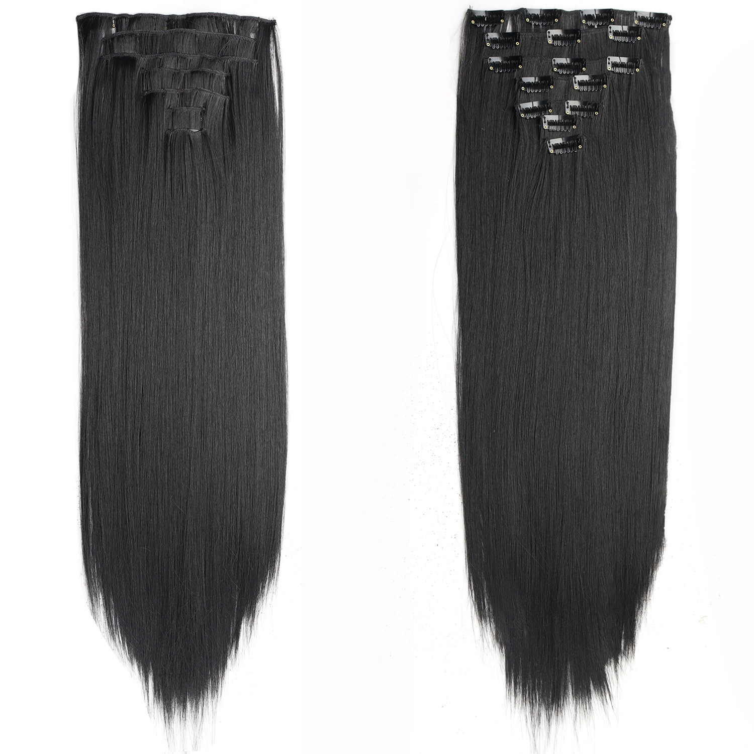 Peruca de mujer clip cabello recto 16 cabello largo cabello recto extensión fibra cabello largo recto