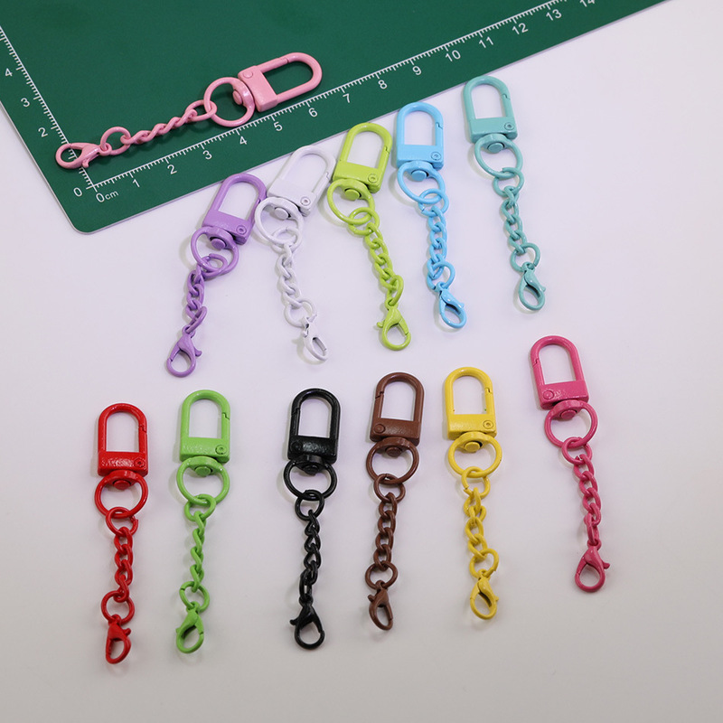 Colorful Painted Door Clasp + Four-Section Chain Lobster Clasp Set DIY Handmade Bead Art Doll Keychain Small Accessories Colorful Painted Door Clasp + Four-Section Chain Lobster Clasp Set DIY Handmade Bead Art Doll Keychain Small Accessories