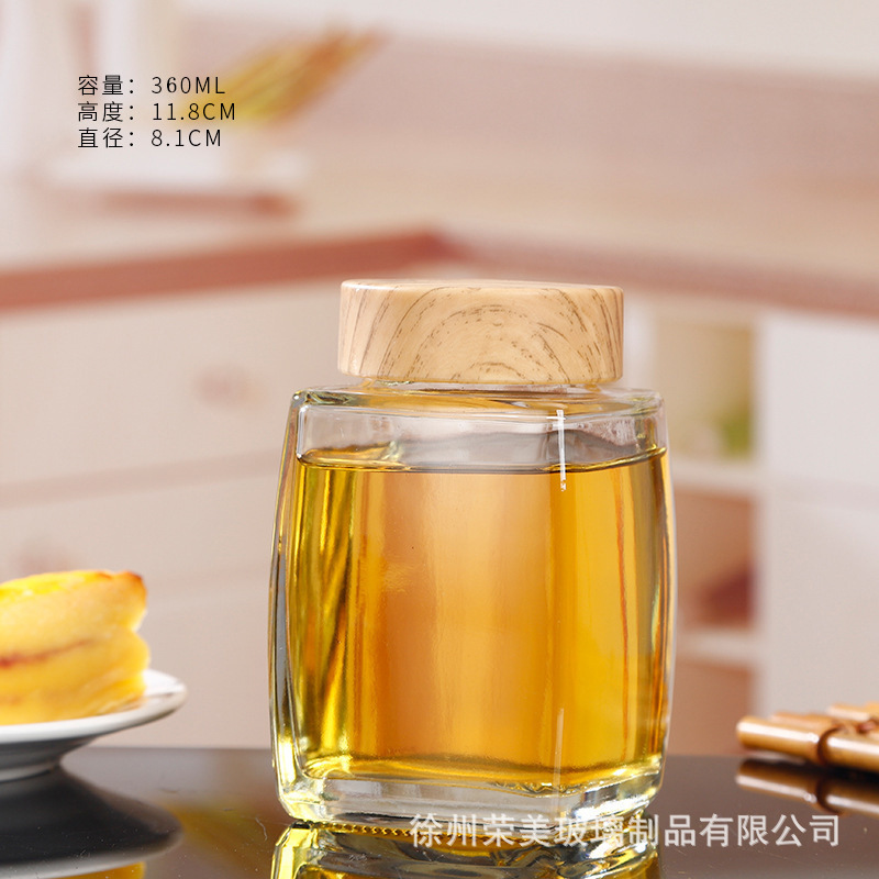 四方玻璃瓶玻璃密封罐蜂蜜瓶果酱瓶储存罐玻璃罐子透明玻璃瓶子|undefined