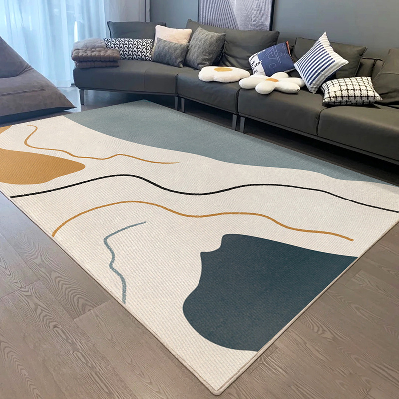 Alfombra de sala de estar nórdica transfronteriza, alfombra de sofá de lujo de alto nivel, alfombra de mesa de té, alfombra de cama de dormitorio minimalista, fabricante de etiquetas