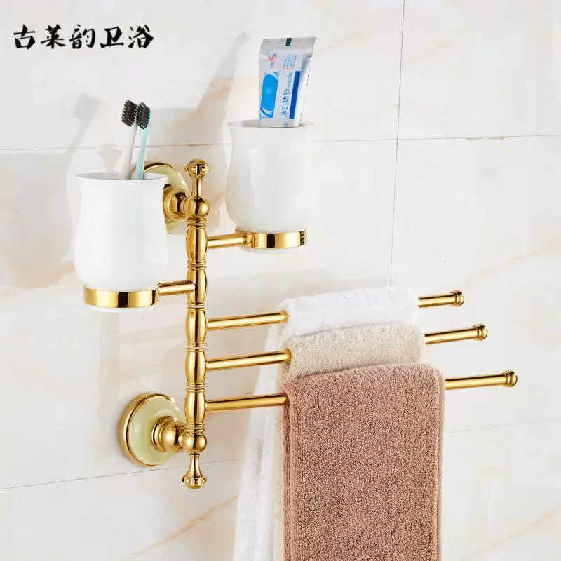 Copper bath towel, pendant, golden set jade, European style