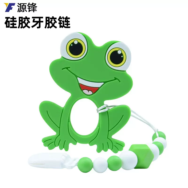 跨境新品婴儿牙胶防吃手可水煮食品级硅胶咬口欲期磨牙玩具牙胶链