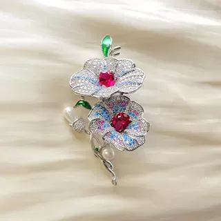 设计感复古气质欧式宫廷优雅精致牵牛花胸针经典大衣高档配饰批发