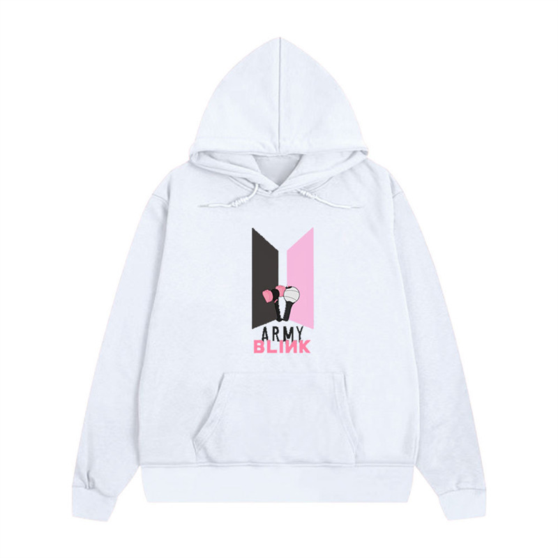 pink ink joint bulletproof youth group logo sweater hoodie long sleeve pullover pocket autumn and winter warm coat lisa