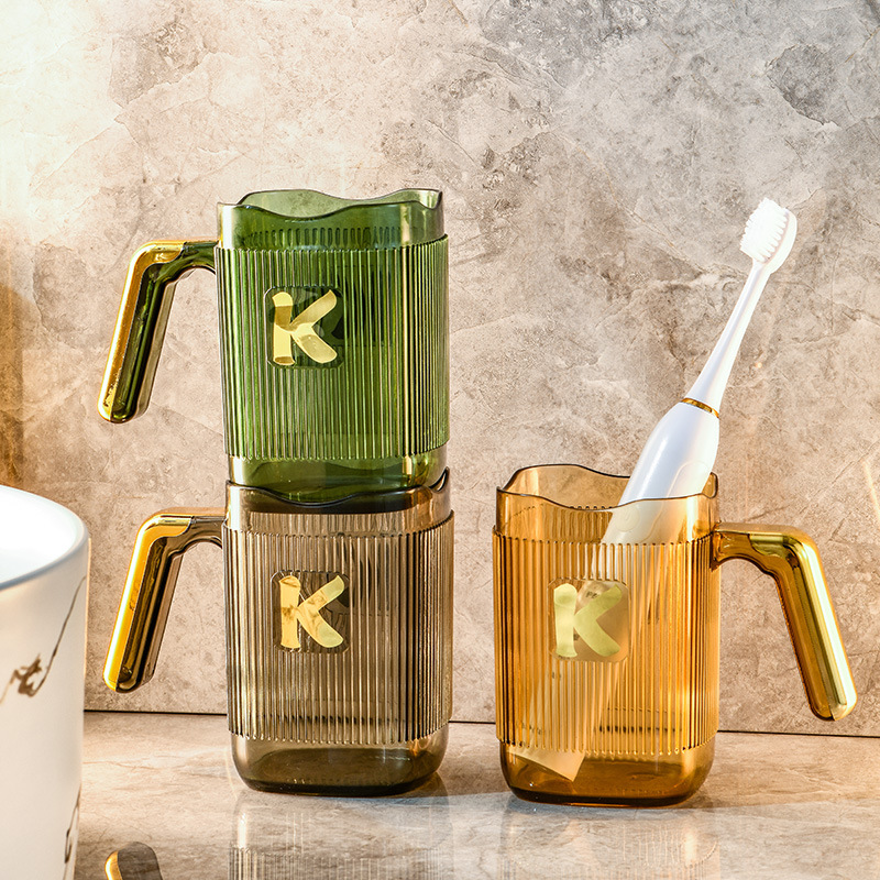 Light Luxury Transparent Mouthwash Cup Plastic Adult Couple Toothbrush Cup Wash Cup Household Toothbrush Toothbrush Cup