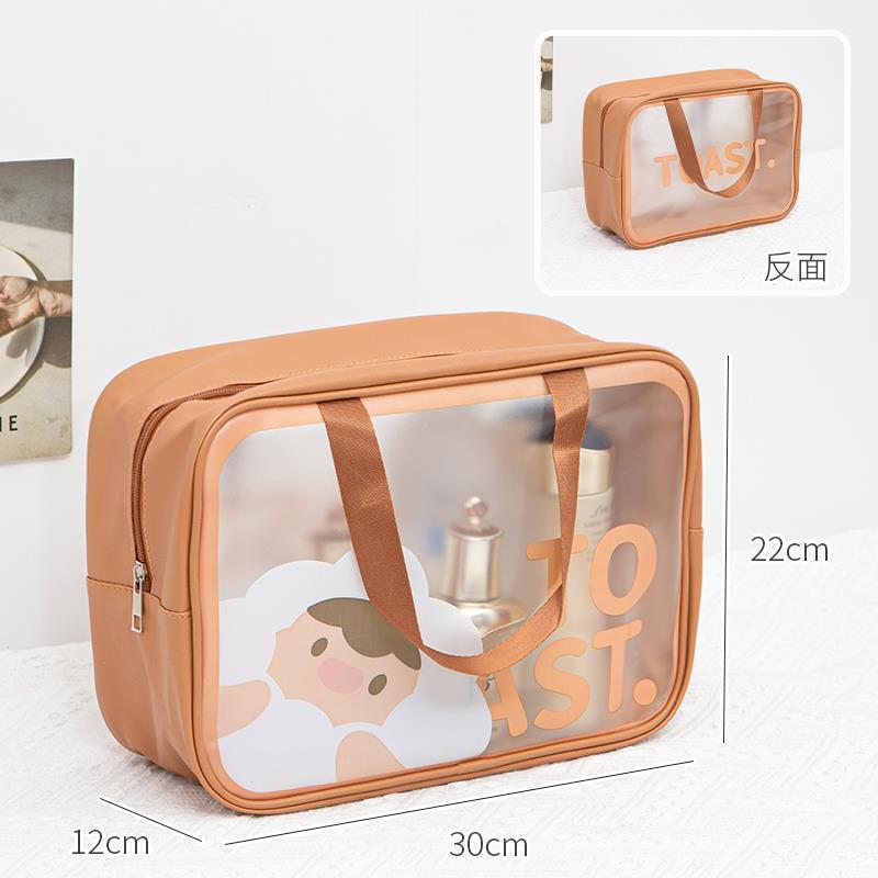 Bolsa de cosméticos de dibujos animados lindo de gran capacidad Pu bolsa de lavado a prueba de agua bolsa de almacenamiento transparente de cosméticos de lavado portátil de viaje
