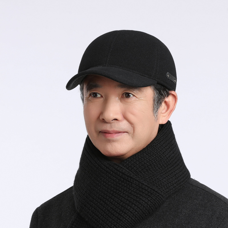 Warm Wool Baseball Cap With Ear Protection For Men Winter Outdoor_voghion.com