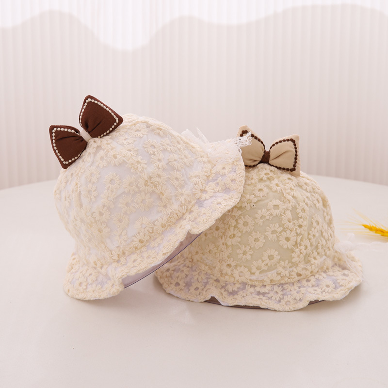 Sombreros para bebés otoño y invierno nuevos bonitos gorros para bebés gorras de arco de flores, gorras de pescador de chicas universales