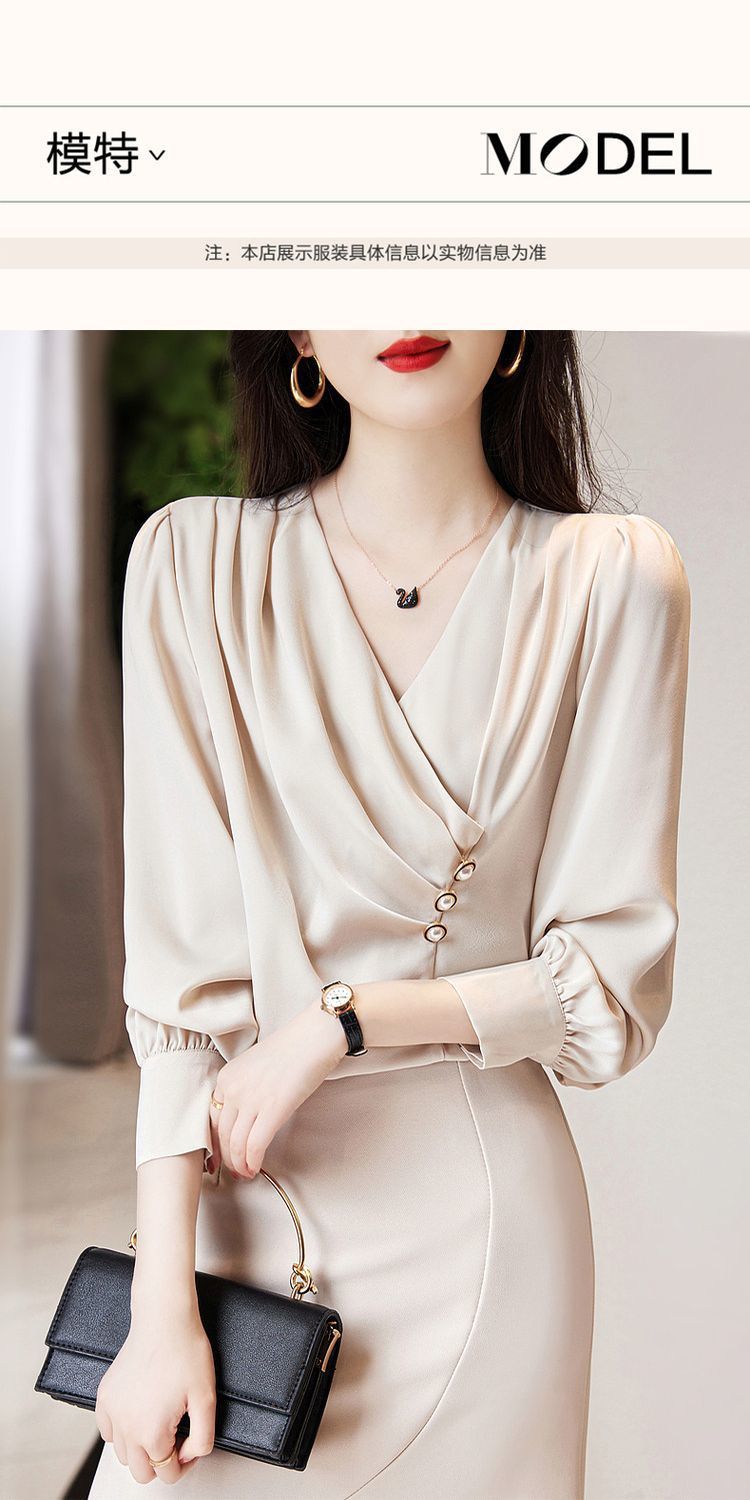 B8057 650K ÁO SƠ MI NỮ GUATDI DÀI TAY MÙA XUÂN THU ĐÔNG CỔ CHỮ V THỜI TRANG NỮ G02 SẢN PHẨM MỚI