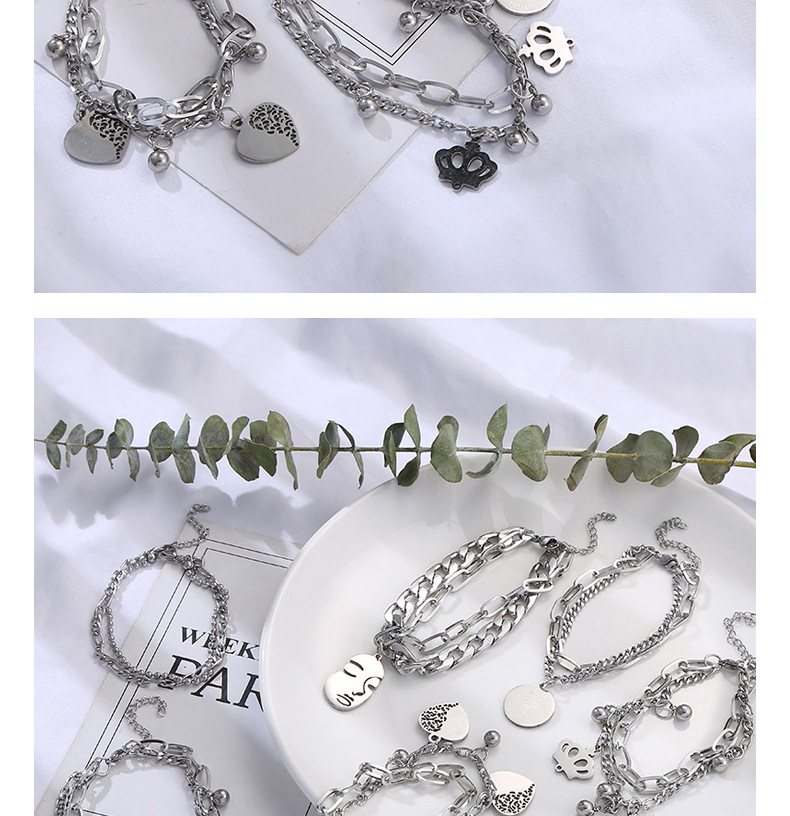 Simple Style Four Leaf Clover Titanium Steel Plating Bracelets 1 Piece