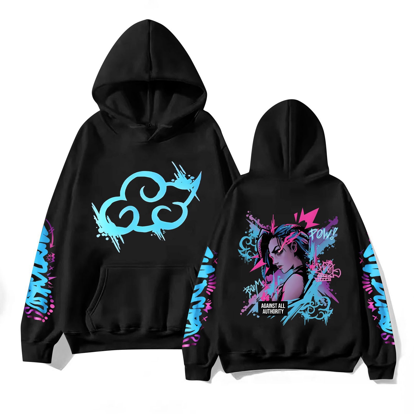 Y2k Arcane Jinx Cute Hooded Anime Print Harajuku Kawaii