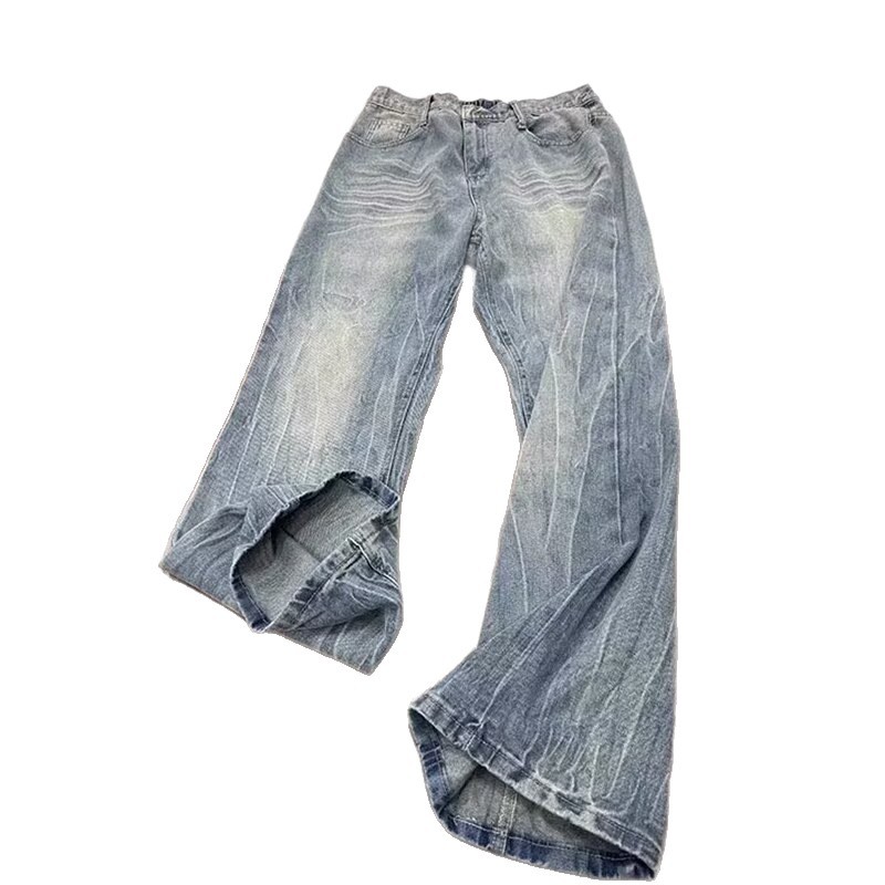 Men's Distressed Washed Bootcut Jeans - Vintage Vibe Straight Leg Denim Pants For Slim & Tall Look_voghion.com