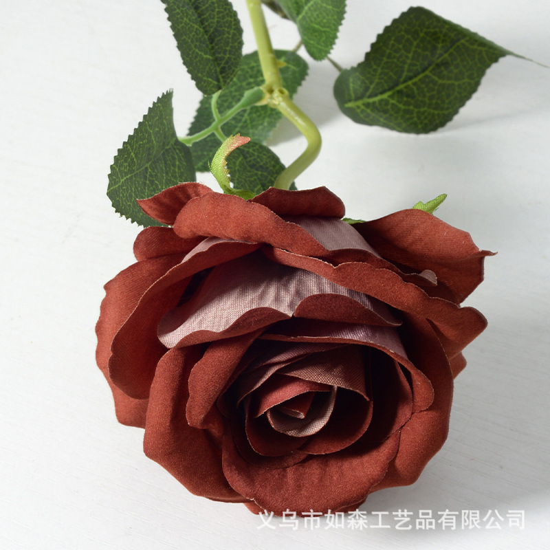 模造ベルベットバラ一本造花人工花ウェディングホームバレンタインデー装飾高級感花束壁|undefined