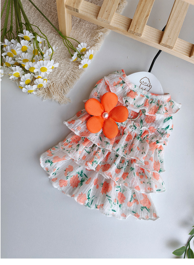 Robe plissée à fleurs style princesse pour chien et chat été_voghion.com