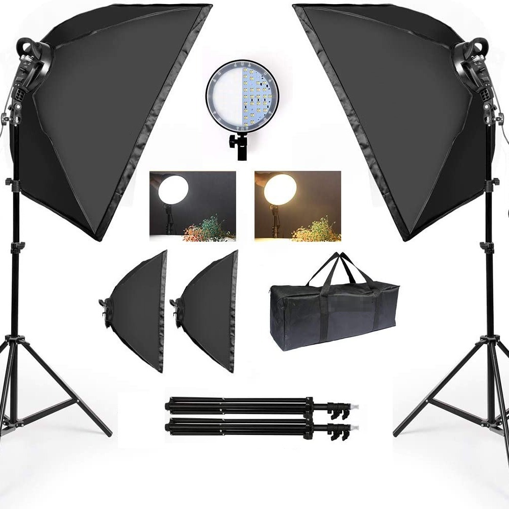 双色温 LED 摄影柔光箱 45W 可调光   摄影灯柔光箱套装