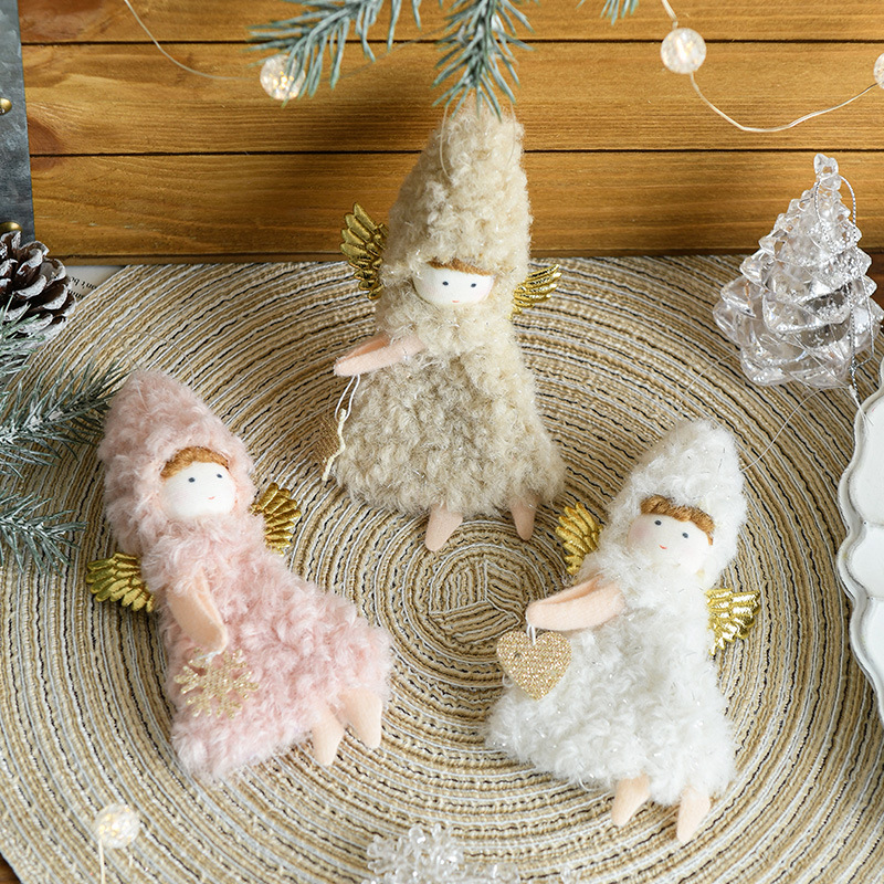 Hong Kong Heng Navidad creativa felpa blanco pequeño ángel muñeca marioneta decoraciones árbol de Navidad lindo colgante decoraciones